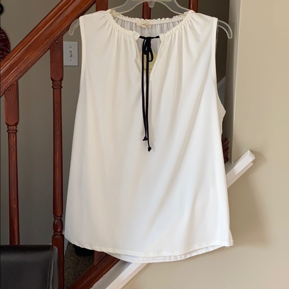 Sleeveless Gathered Neck Top with Tie